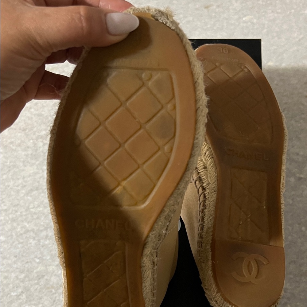 CHANEL Black and Cream Espadrilles - Picture 7 of 8
